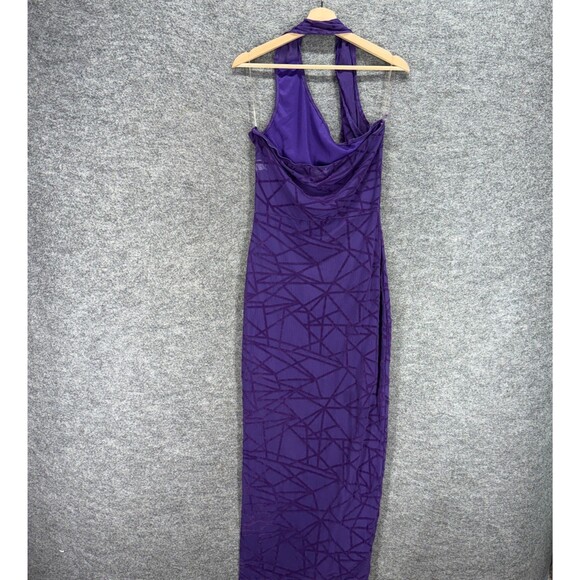 Ellie & Kate Dress Women M Medium Purple Geometric Maxi Long Sleeveless Halter - Picture 2 of 6